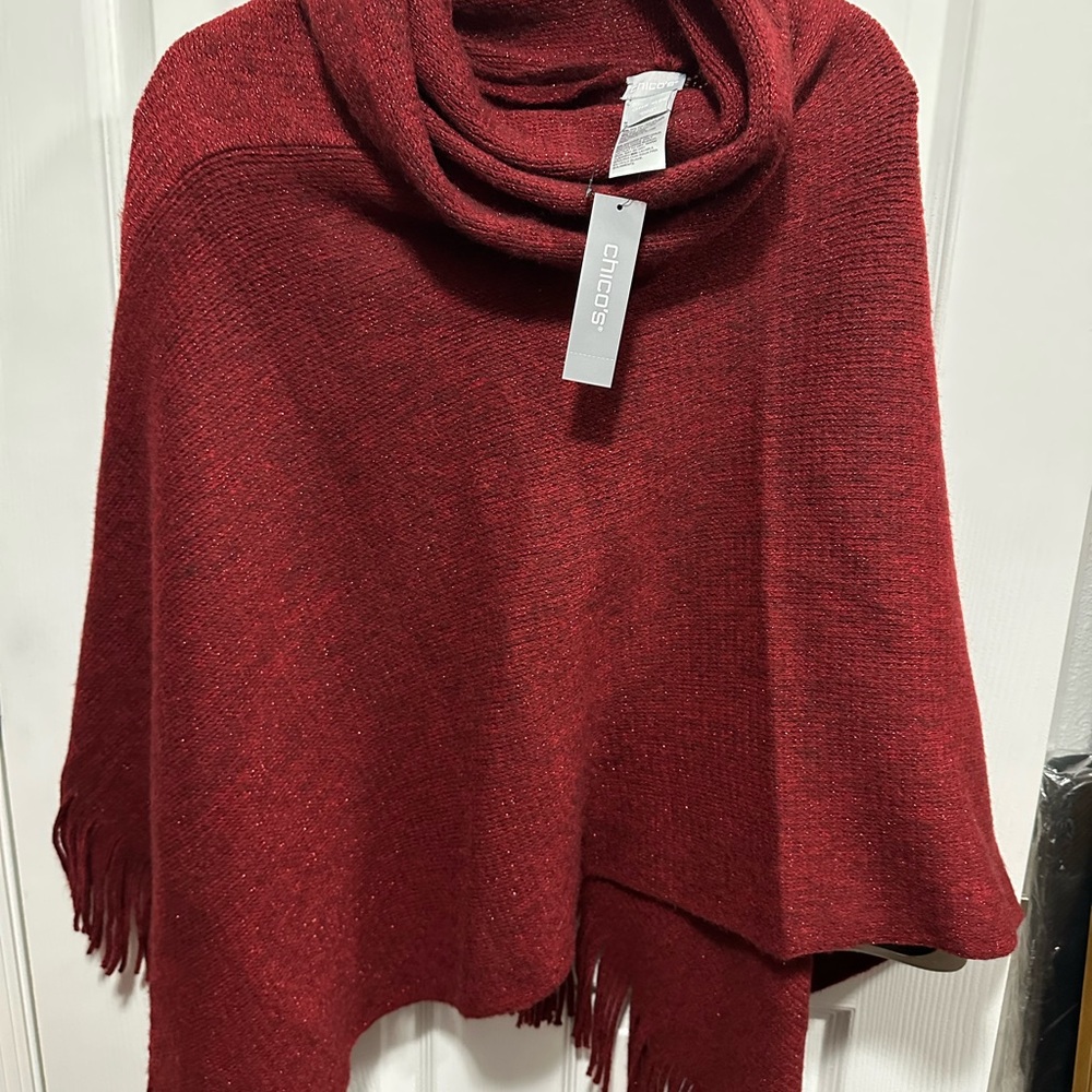 Chico's Rich Burgundy Sweater Poncho